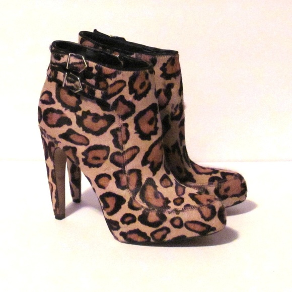 Sam Edelman Shoes - Sam Edelman Calf Fur Leopard Print Ankle Booties